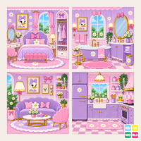 Lilac Dollhouse Backdrop - visual