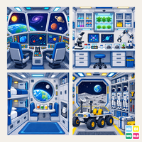 Space Station Backdrop - four-scene board