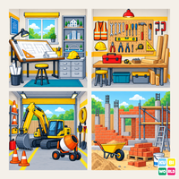 Construction Site Backdrop - four-scene board
