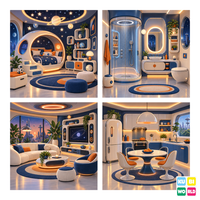 Retro-Future House Backdrop - four-scene board