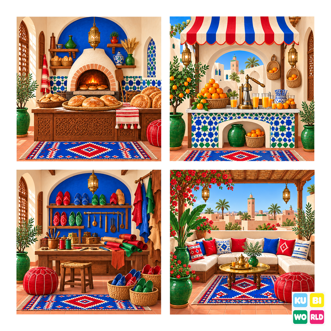 Moroccan Medina Backdrop - four-scene board