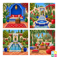 Moroccan Garden Backdrop - four-scene board