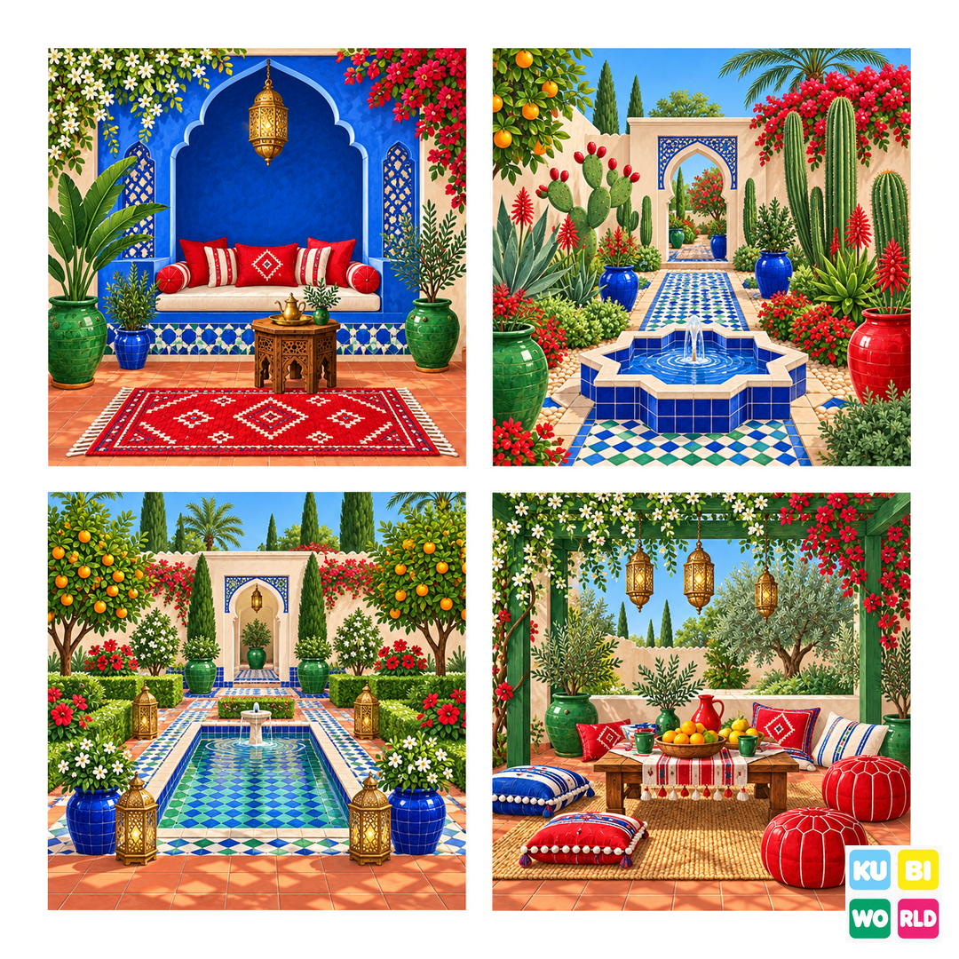 Moroccan Garden Backdrop - four-scene board