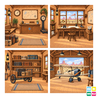Desert Airfield Backdrop - four-scene board