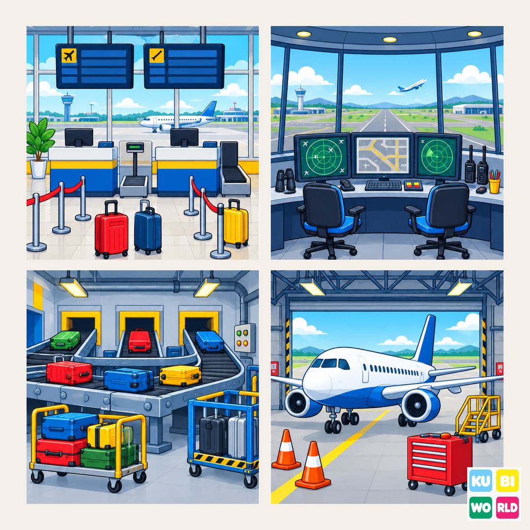 Airport Backdrop - four-scene board