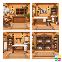 Western Veterinary Clinic Backdrop - four-scene board