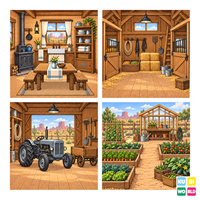 Western Farm and Ranch Backdrop - four-scene board