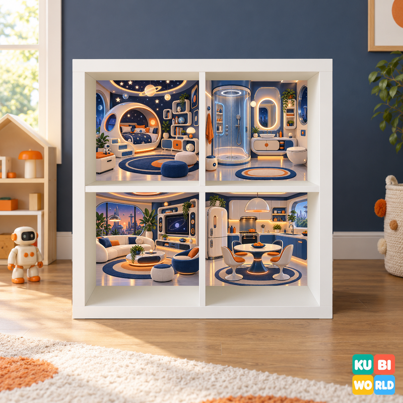 Retro-Future House Backdrop - presentation view
