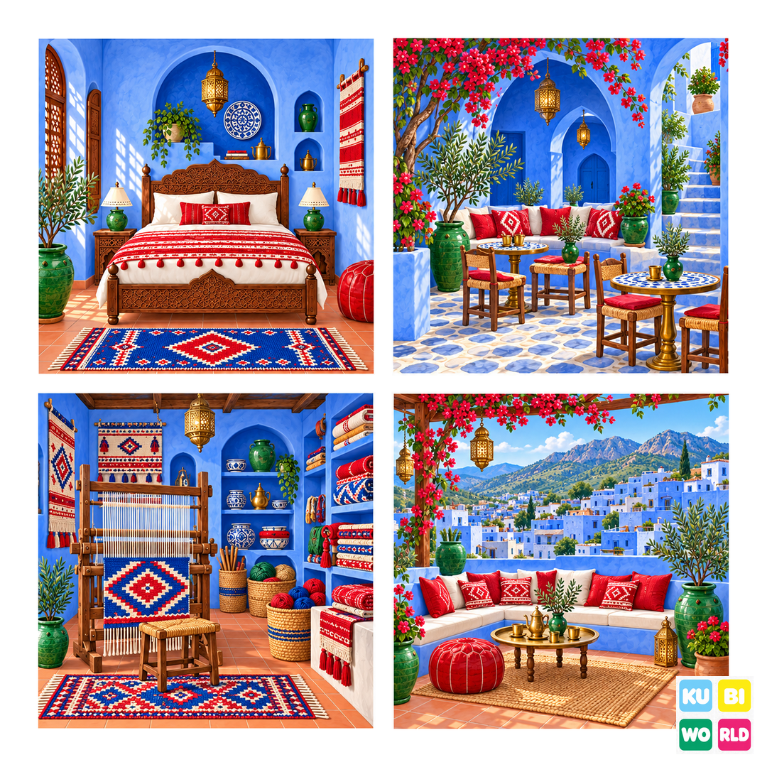 Chefchaouen Backdrop - four-scene board