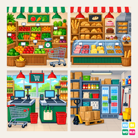 Supermarket Backdrop - four-scene board