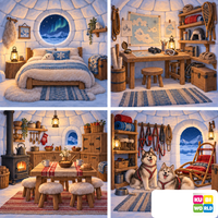 Arctic Igloo World Backdrop - four-scene board