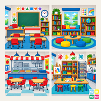 School Backdrop - four-scene board