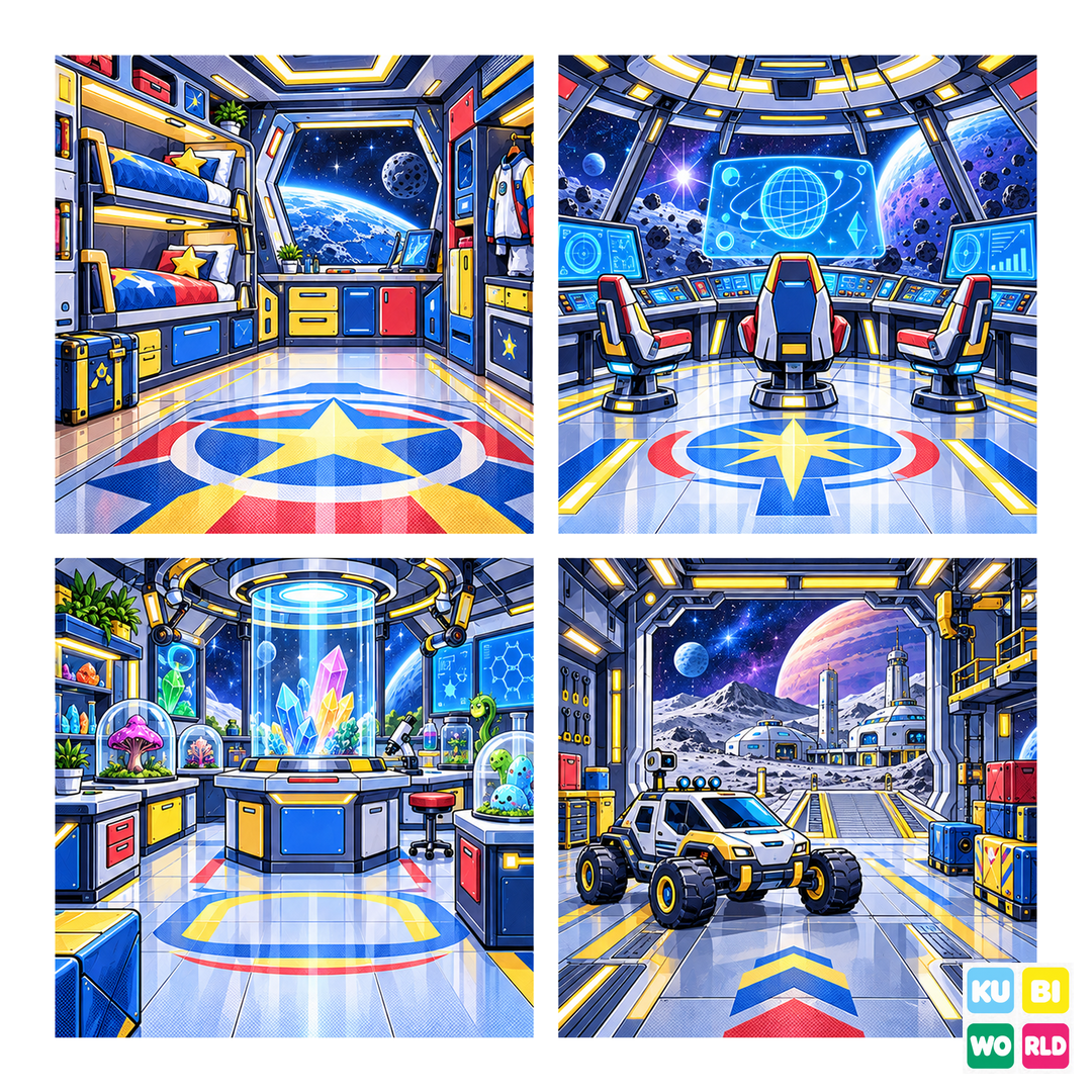 Galactic Explorers Manga Backdrop - four-scene board
