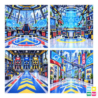 Mecha City Manga Backdrop - four-scene board
