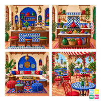 Moroccan Café Backdrop - four-scene board