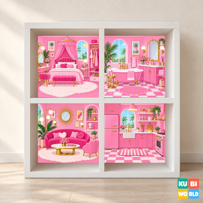 Pink Dollhouse Backdrop - presentation view